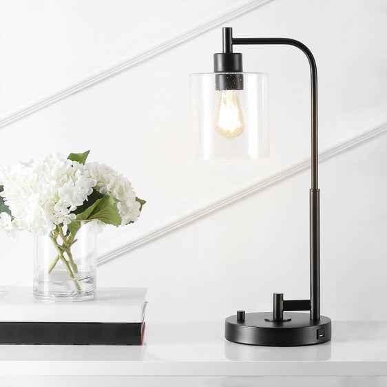 Axel-Modern-Iron/Seeded-Glass-Farmhouse-Industrial-USB-Charging-LED-Task-Lamp-Table-Lamps