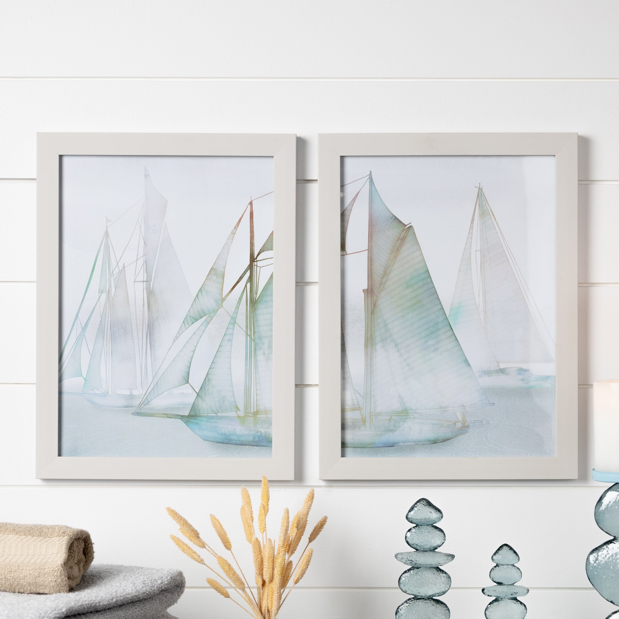 Framed-Watercolor-Sailboat-Print-(Set-of-2)-Wall-Art