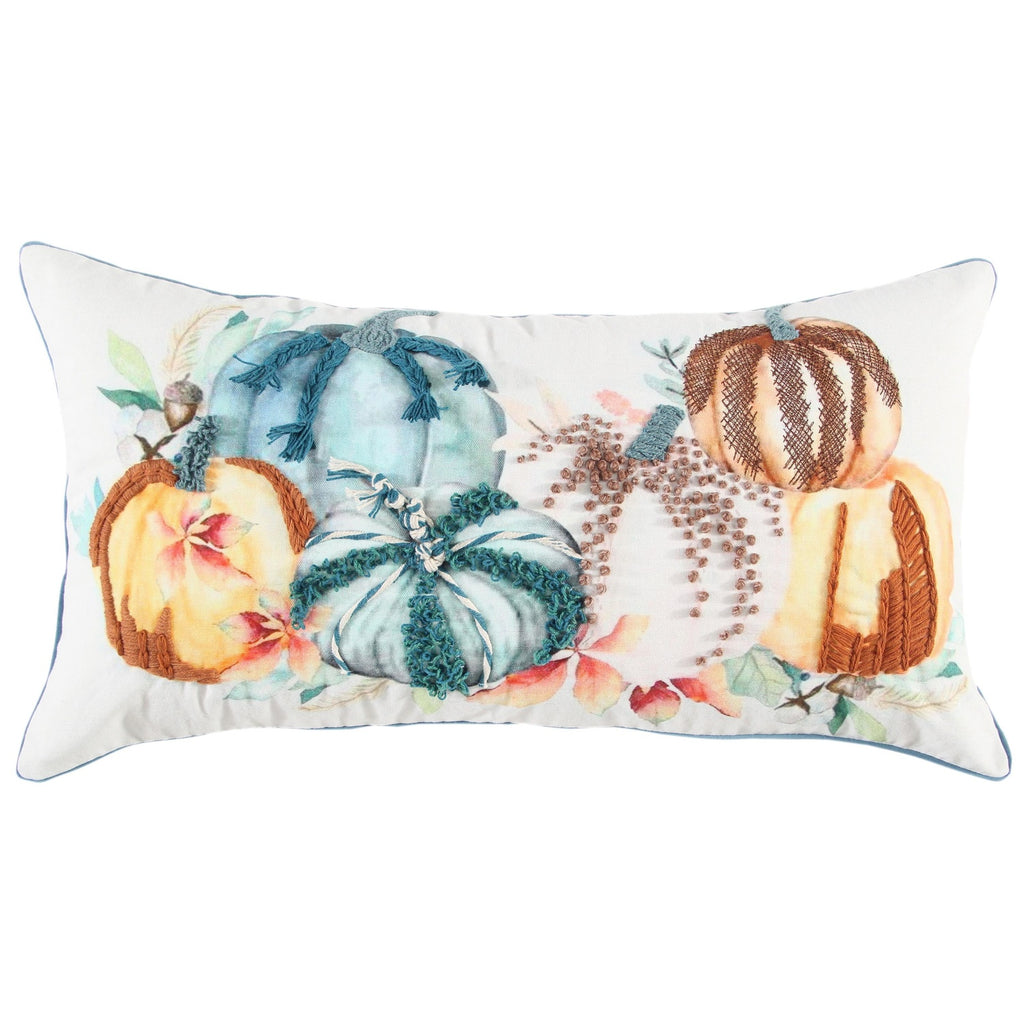 Digital Print And Embroidery Cotton Duck (100% Cotton) Pumpkins Pillow