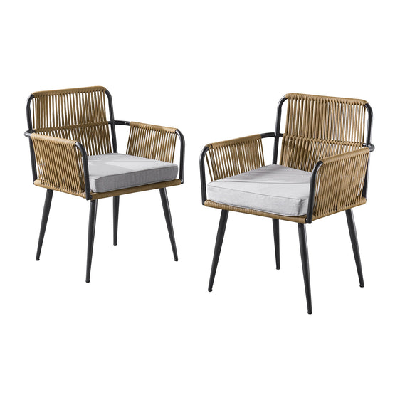 Beige Alburgh All-weather Outdoor 32"h Rope Chairs with Light Gray Cushion, Set of Two - Pier 1