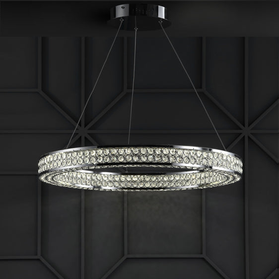 Benton-Round-Integrated-LED-Crystal/Metal-Pendant-Pendant-Lights