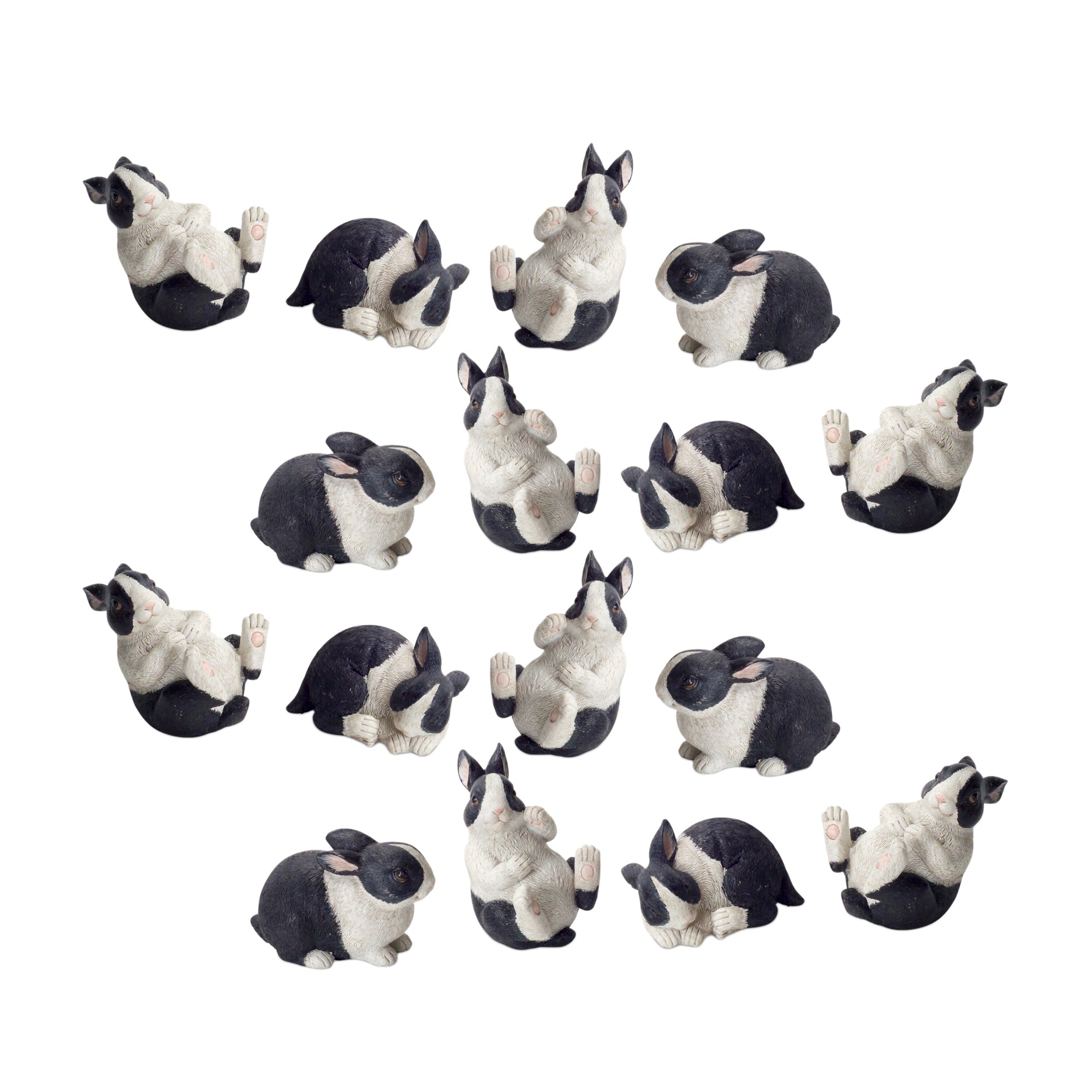 Black and White Playful Rabbit Figurine, Set of 16 - Pier 1