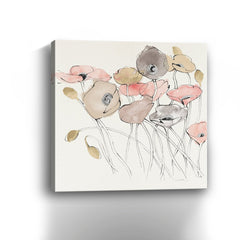 Black Line Poppies I Watercolor Neutral Canvas Giclee - Pier 1