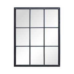 Black Metal Framed 9 Windowpane Grid Wall Mirror - Pier 1