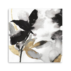 Black Petals Gold Leaves I Canvas Giclee - Pier 1