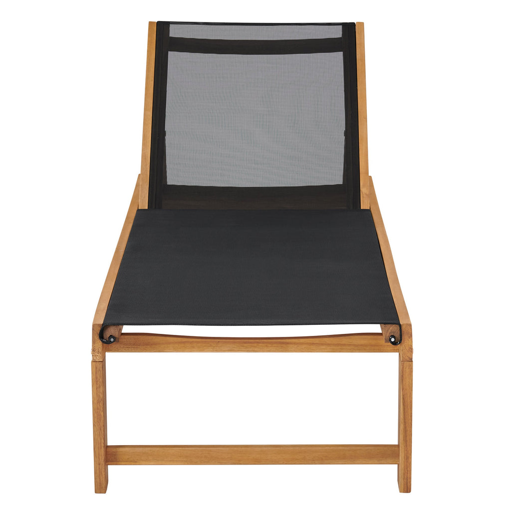 Black Sunapee Acacia Wood Outdoor Lounge Chair with Mesh Seating - Pier 1