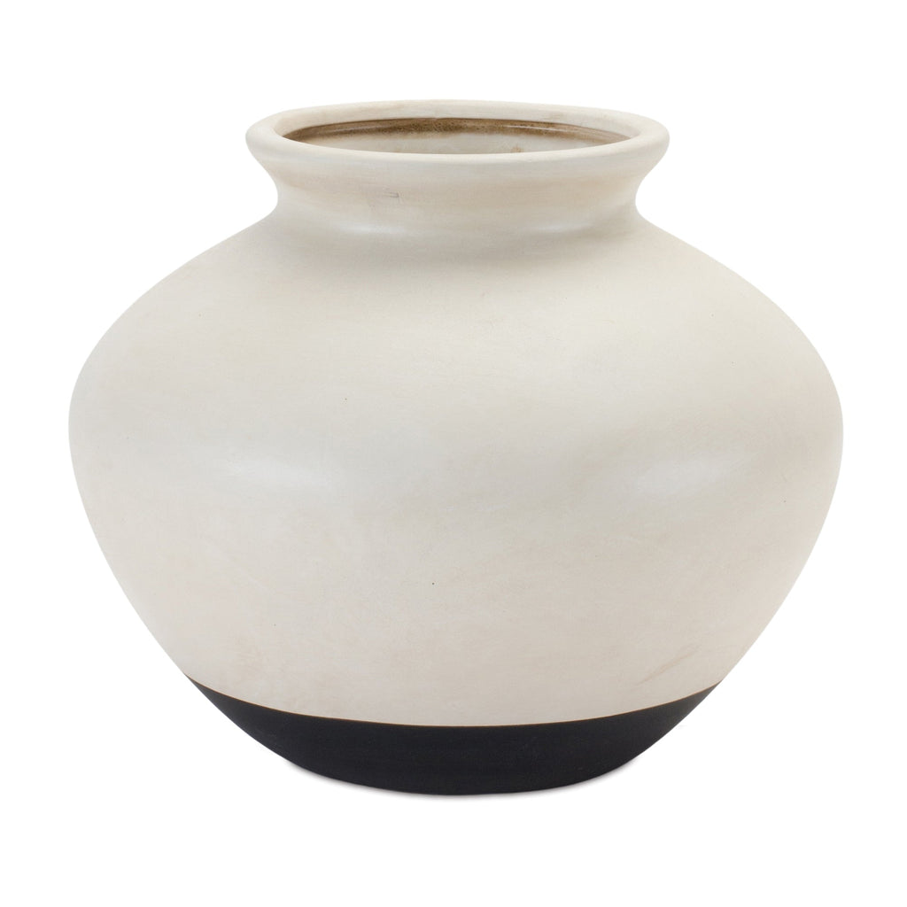 Black Two Tone Ceramic Vase 9"D - Pier 1