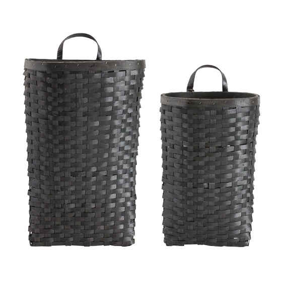 Black-Woven-Wood-Wall-Basket,-Set-of-2-Decorative-Accessories