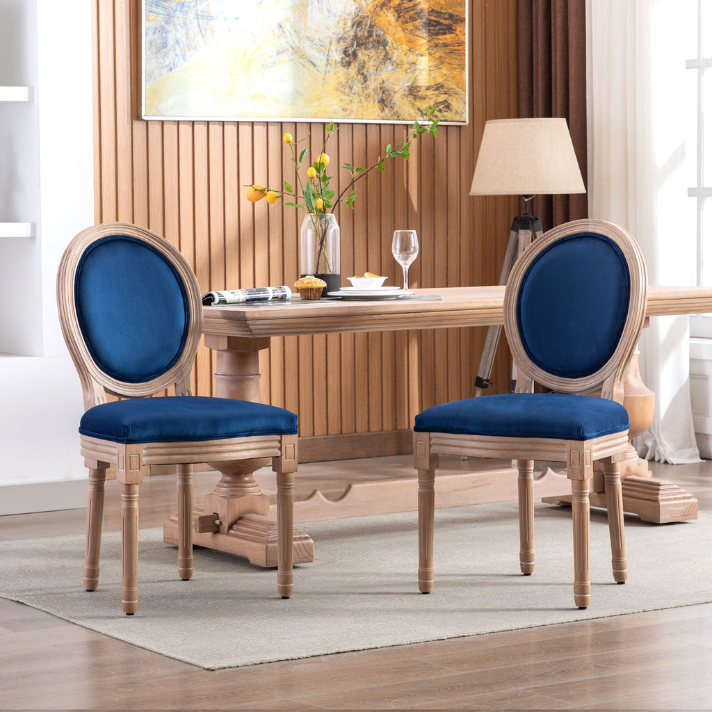 Bliss Upholstered Velvet French Dining Chair with Rubber Wood Legs, Set of 2 - Pier 1