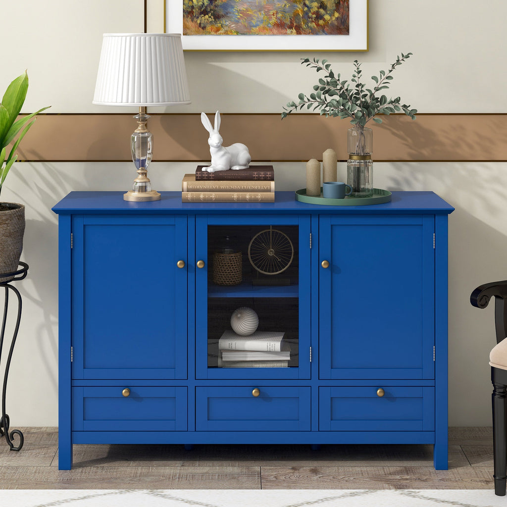 Blue 45'' Accent Storage Sideboard With 3 Cabinet Doors and 3 Drawers - Pier 1