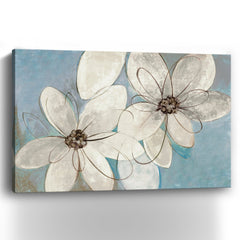 Blue And Neutral Floral Canvas Giclee - Pier 1
