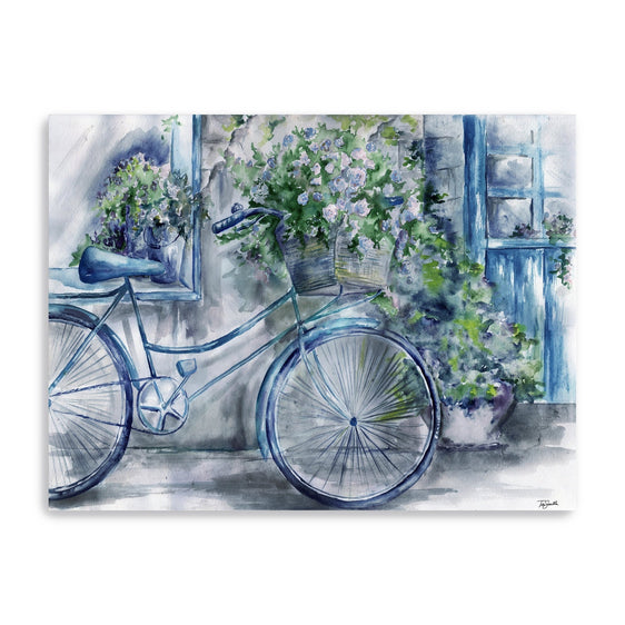 Blue-And-White-Bicycle-Florist-Shop-Canvas-Giclee-Wall-Art-Wall-Art