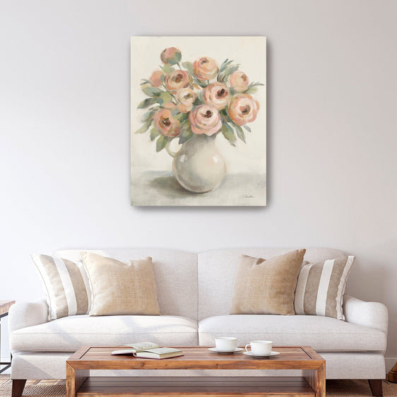 Blush Flowers in a Jug Canvas Giclee - Pier 1