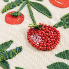 Botanical With Fruit Printed And Embroidered Cotton Pillow Cover - Pier 1