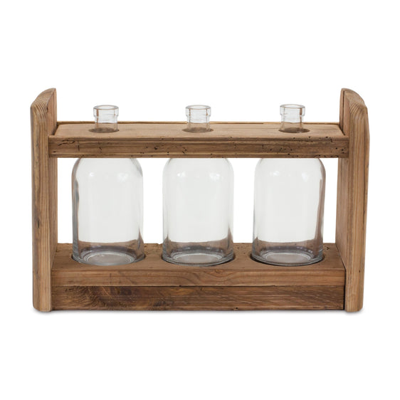 Bottle Vases in Wood Stand 15" - Pier 1