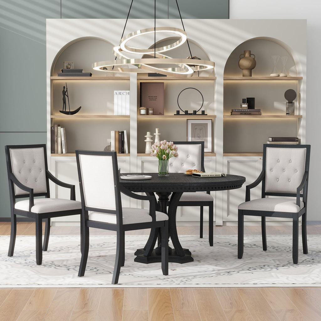 Brady 5 Piece Dining Set with Extendable Round Table and 4 Chairs - Pier 1