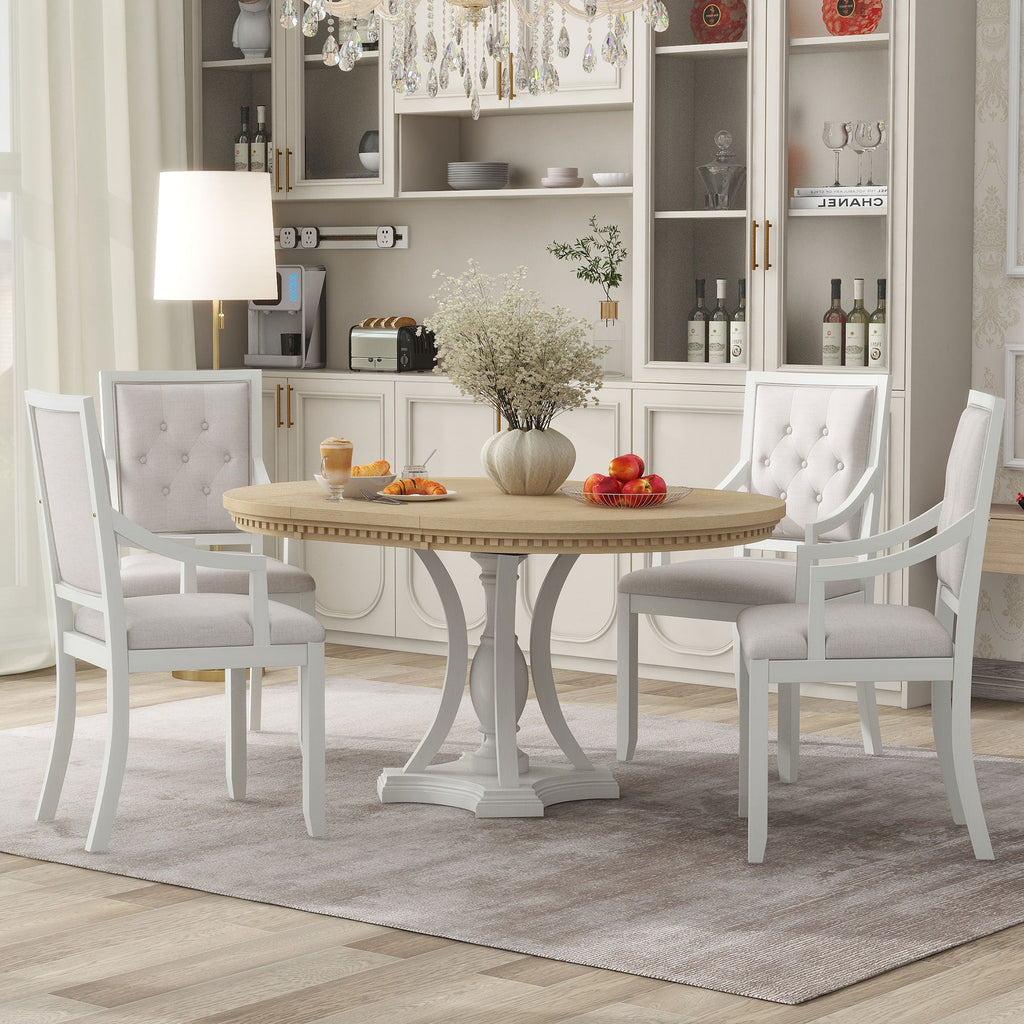 Brady 5 Piece Dining Set with Extendable Round Table and 4 Chairs - Pier 1