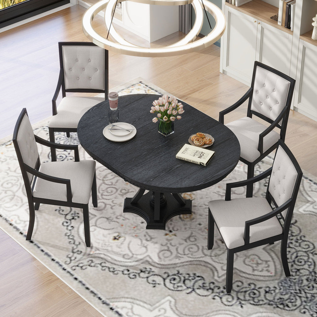 Brady 5 Piece Dining Set with Extendable Round Table and 4 Chairs – Pier 1
