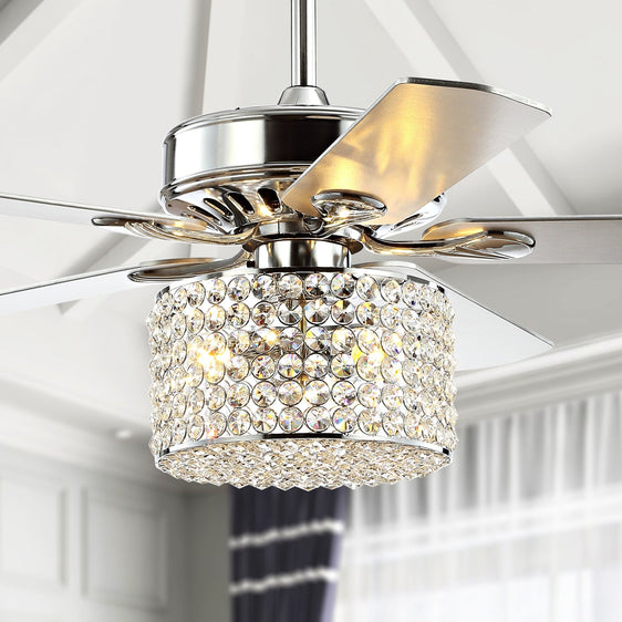 Brandy Light Crystal Prism Drum LED Ceiling Fan With Remote - Pier 1