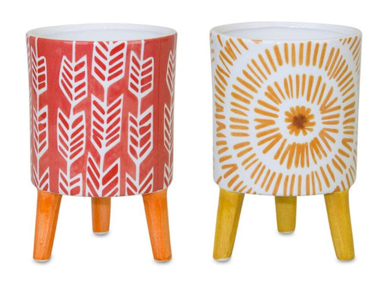 Bright Patterned Pot with Legs, Set of 2 - Pier 1