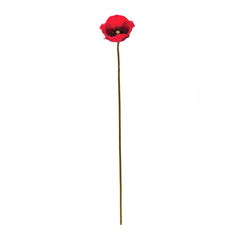 Bright Red Poppy Flower Stems, Set of 6 - Faux Florals