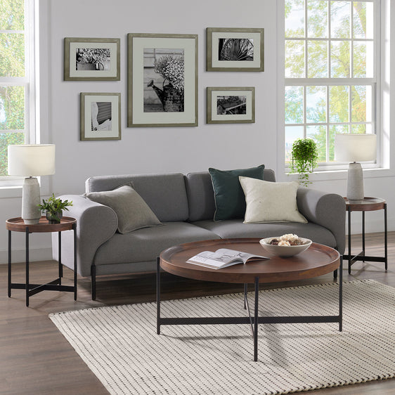 Brookline 3-Piece Living Room Set with 42" Round Coffee Table and Two 20" End Tables - Pier 1