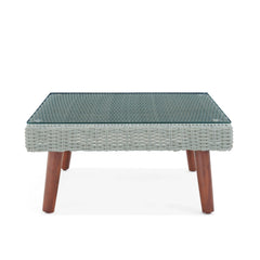 Brown Albany All-weather Wicker Outdoor Gray 29" Square Coffee Table with Glass Top - Pier 1