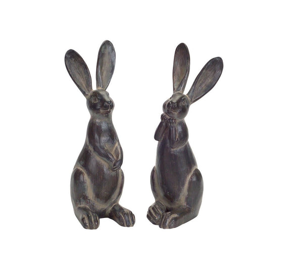 Brown Long Ear Rabbit Statue, Set of 2 - Decor
