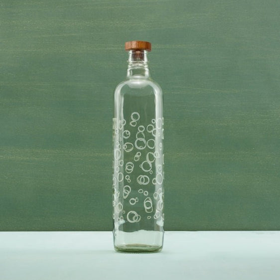 Bubbles Glass Water Bottle with Wooden Stopper - Pier 1