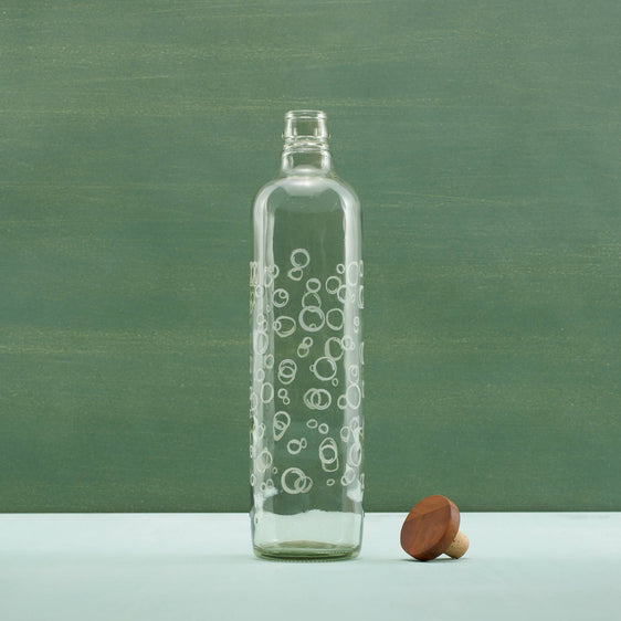 Bubbles Glass Water Bottle with Wooden Stopper - Pier 1