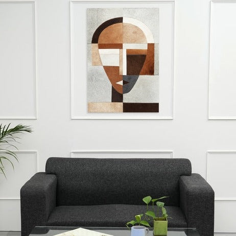 Abstract Face Hair-On Leather Wall Decor