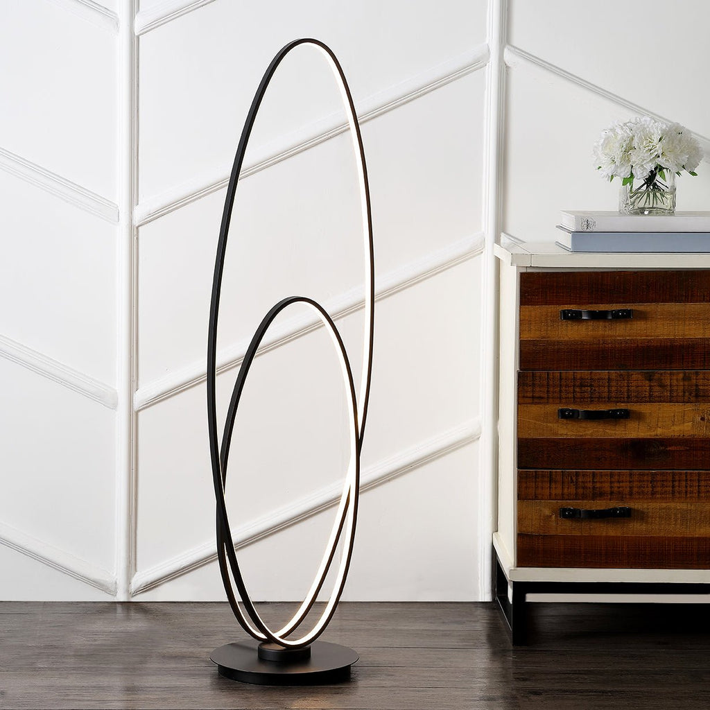 Calder Metal Modern Contemporary Oval Dimmable Integrated LED Floor Lamp - Pier 1
