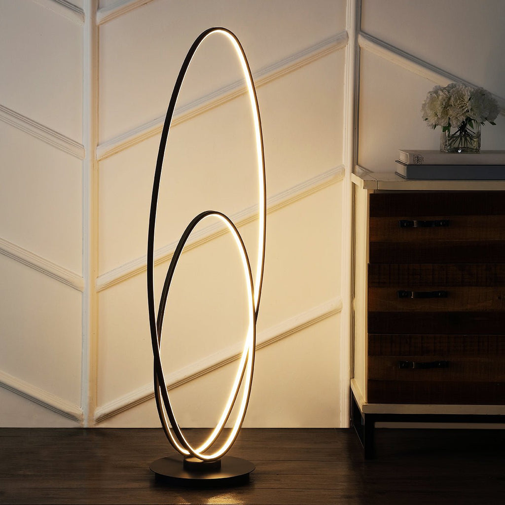 Calder Metal Modern Contemporary Oval Dimmable Integrated LED Floor Lamp - Pier 1