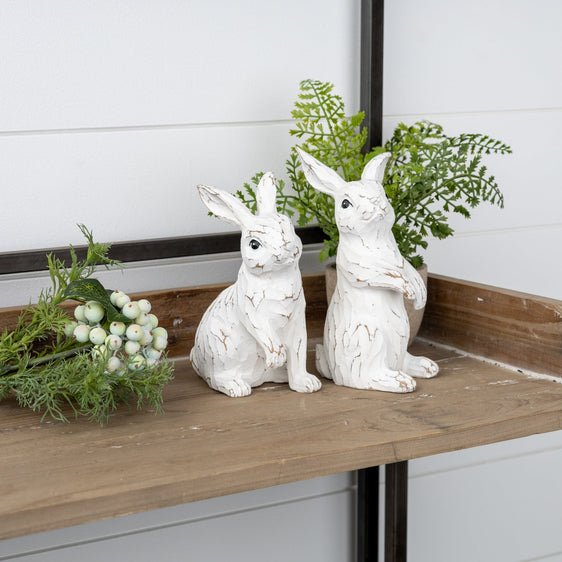 Carved-Bunny-Figurine,-Set-of-2-Outdoor-Decor