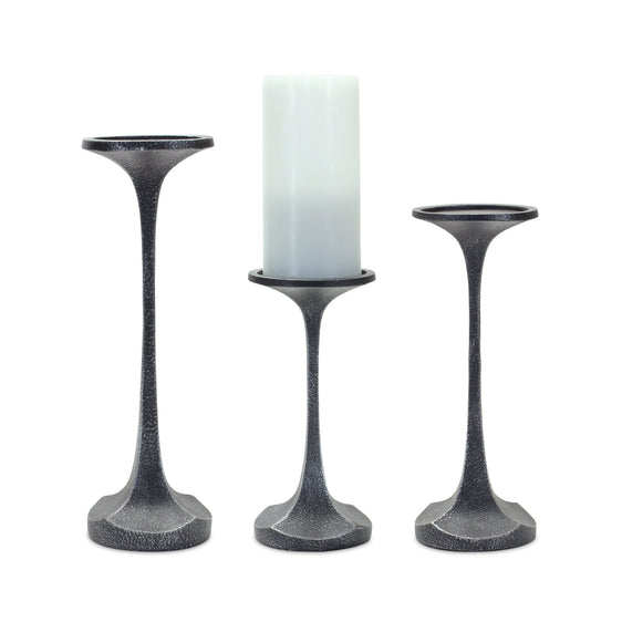 Carved-Design-Candle-Holder,-Set-of-3-Candle-Holders
