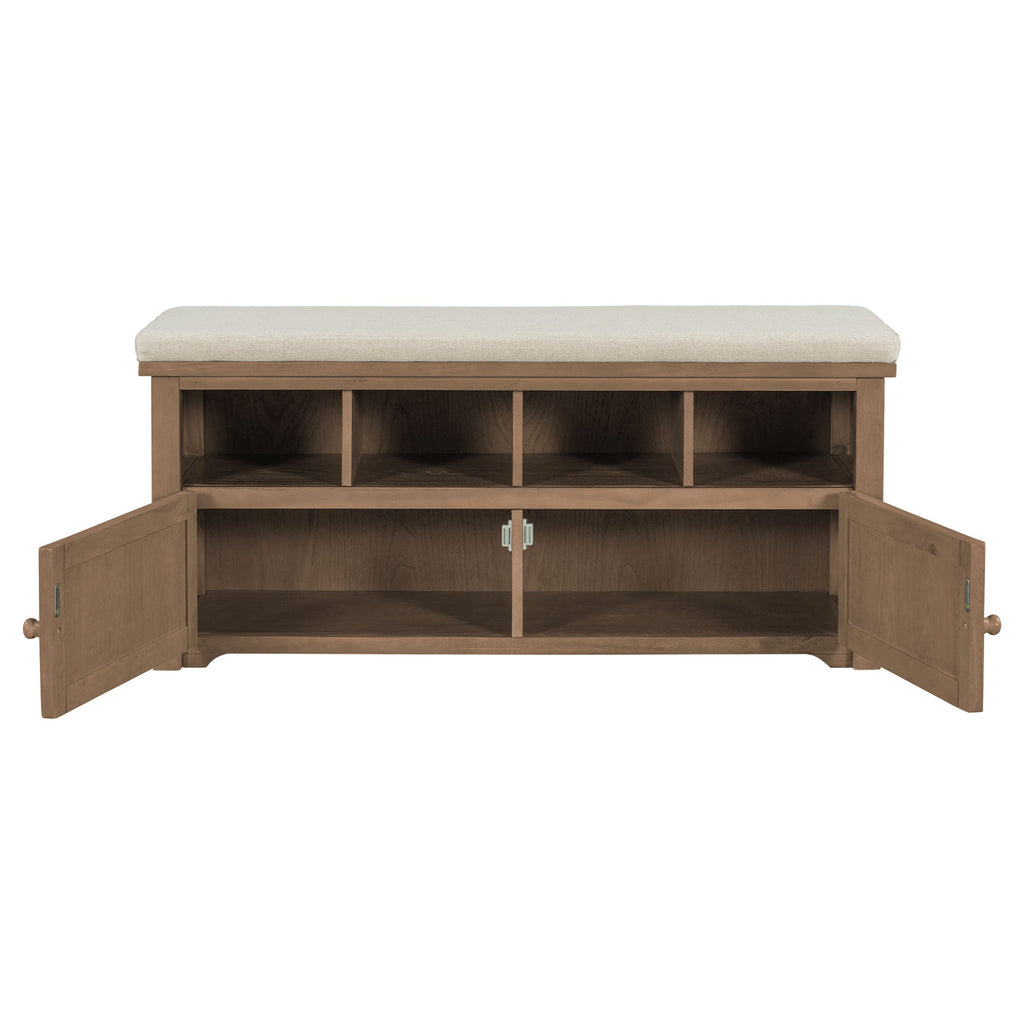 Cater 2 Door Storage Bench with Linen Upholstered Top Cushion - Pier 1