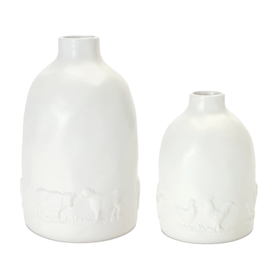 Ceramic-Farm-Animal-Vase,-Set-of-2-Vases