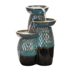 Ceramic Tiered Bowl Fountain with Blue and Black Finish 23" - Pier 1