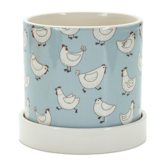 Chicken Pattern Planter with Plate, Set of 2 - Pier 1