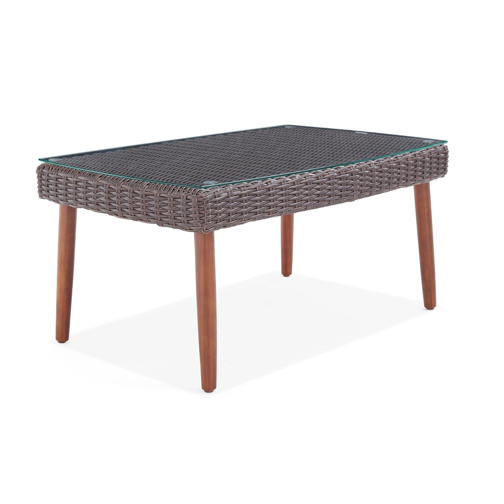 Chocolate Brown Athens All-weather Wicker Outdoor 35" Coffee Table with Glass Top - Pier 1