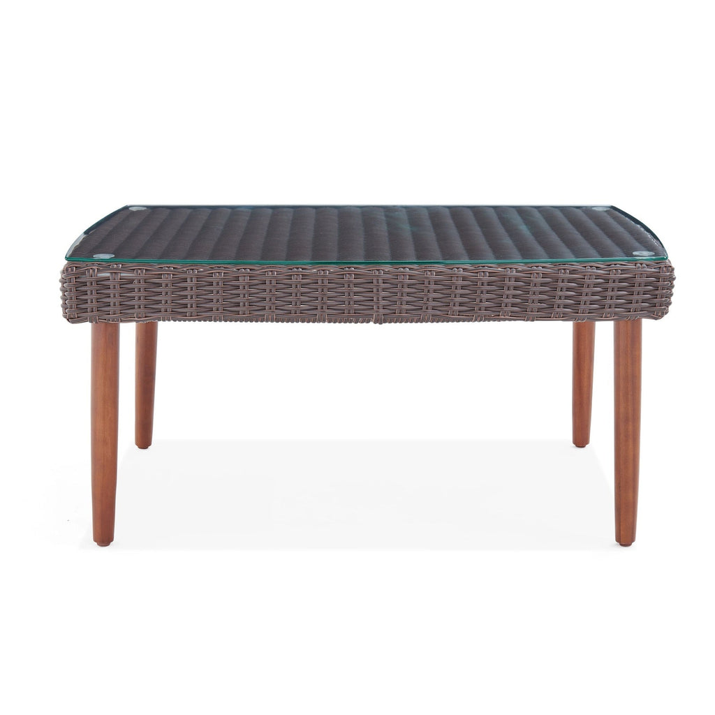 Chocolate Brown Athens All-weather Wicker Outdoor 35" Coffee Table with Glass Top - Pier 1