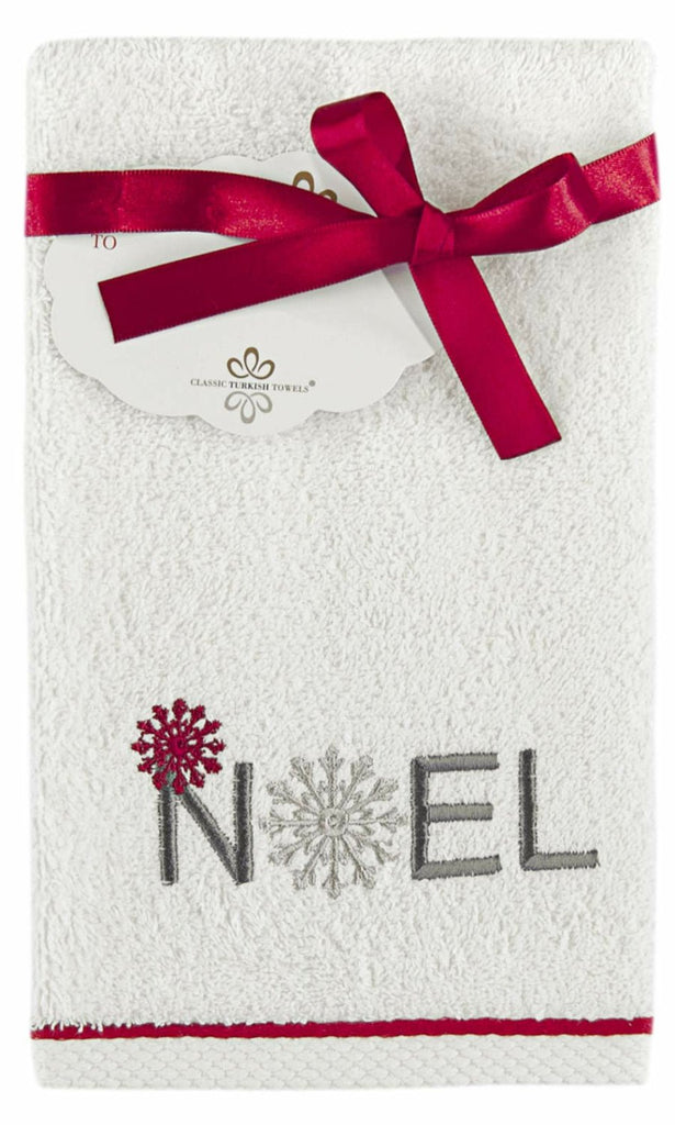 Classic Turkish Towels Christmas Embroidered Finger Tip Towel Collection 6 Piece Set - Pier 1