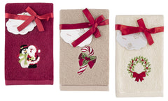 Classic Turkish Towels Christmas Embroidered Finger Tip Towel Collection 6 Piece Set - Pier 1