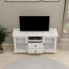 Cobble TV Stand with 2 Glass Door Storages, Open Shelf and 2 Drawers - Pier 1