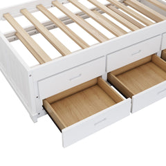Cole Captain Bookcase Bed with Trundle, 3 Drawers, White and Walnut - Pier 1
