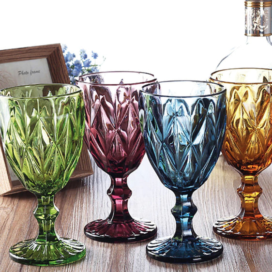 Colorful Party Glass Goblets, Set of 4 - Drinkware
