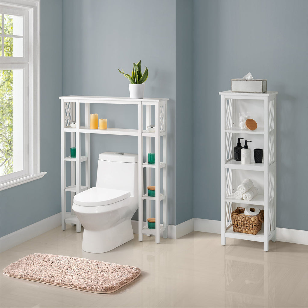 Coventry Over Toilet Open Shelving Unit with Left and Right Side Shelves, Bath Tall Storage Shelf - Pier 1