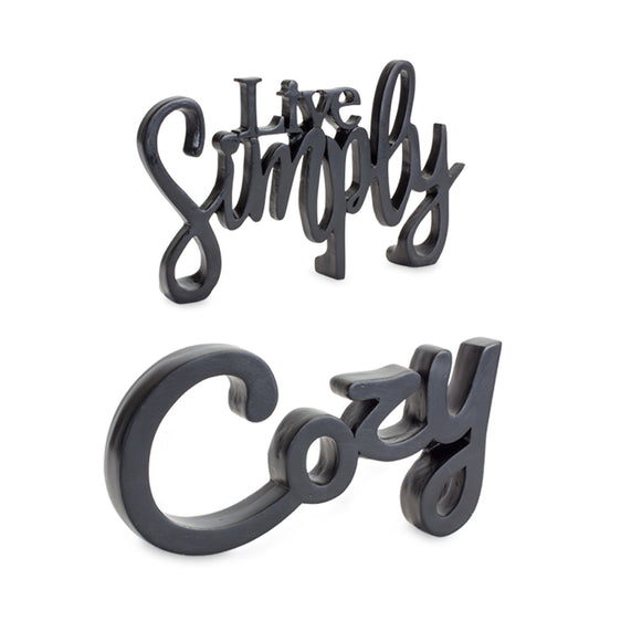 Cozy and Simply Sentiment Block Cut Out (Set of 2) - Pier 1