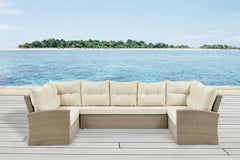 Cream Canaan All-weather Wicker Outdoor Horseshoe Sectional Sofa with Cushions - Pier 1