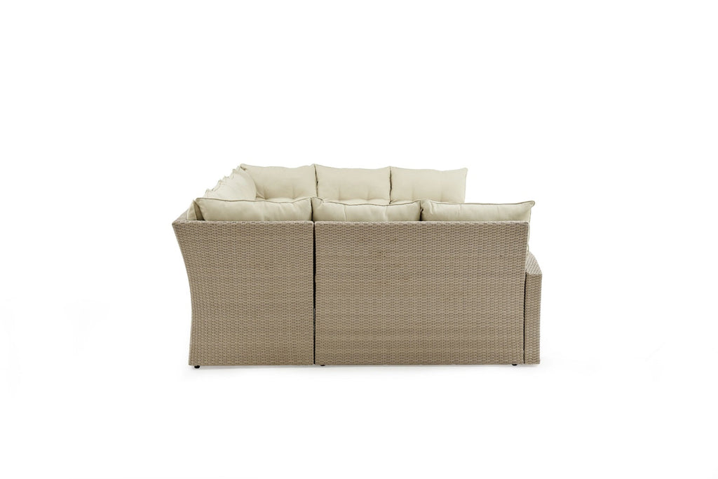 Cream Canaan All-weather Wicker Outdoor Horseshoe Sectional Sofa with Cushions - Pier 1